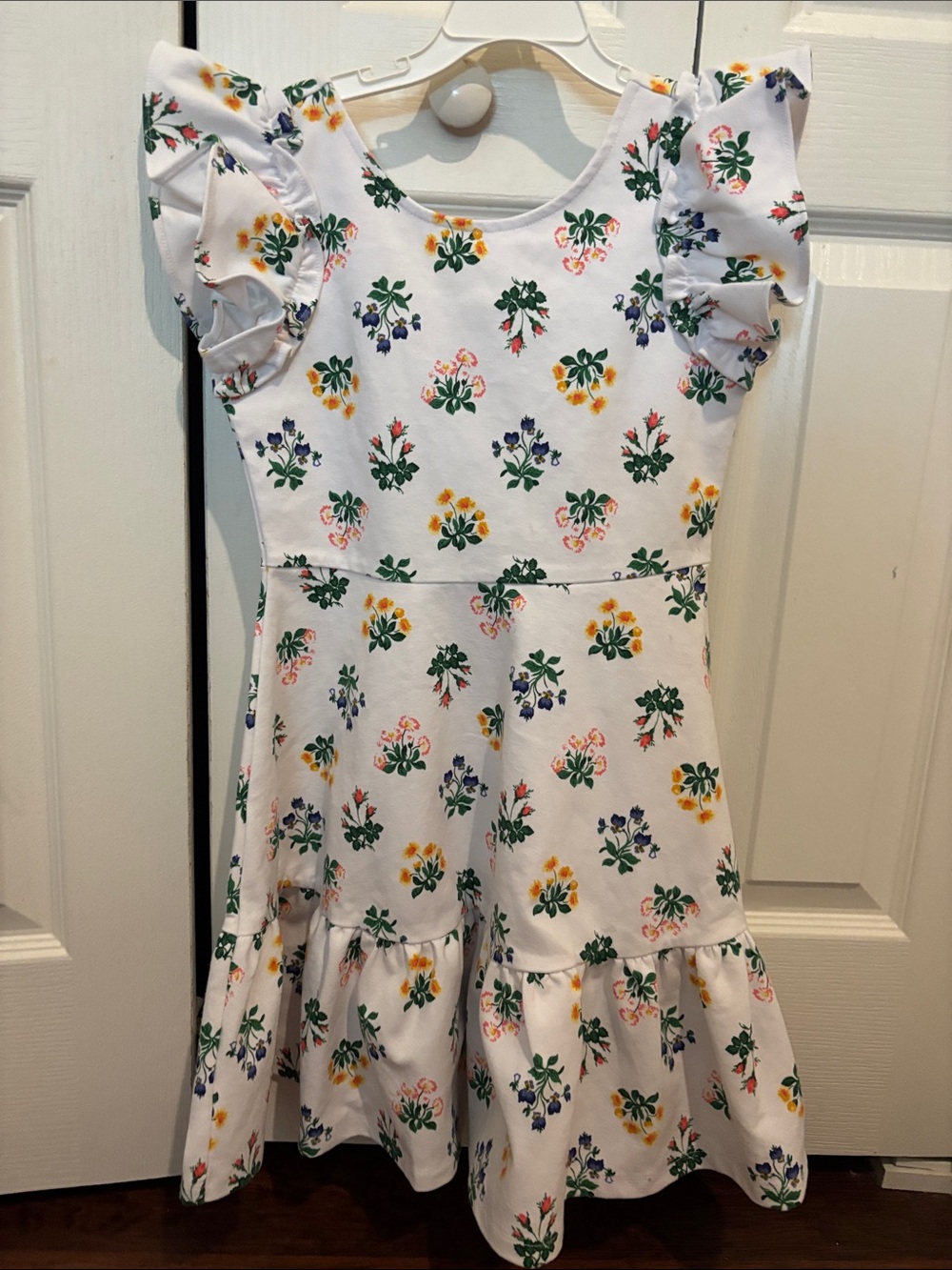 Janie and Jack White Floral Ruffle Sleeve Dress